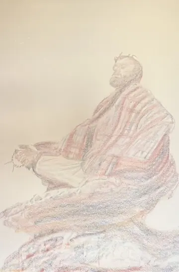 Early pastel and watercolor stage of the Coined in Watercolor poster