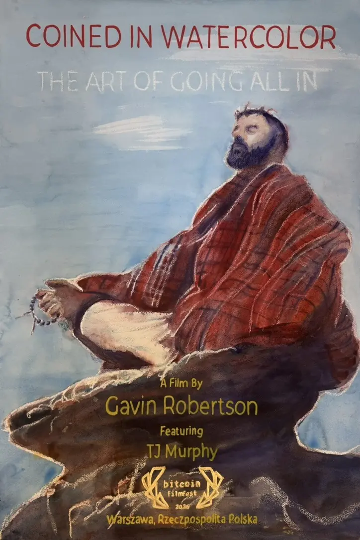 The finished Coined in Watercolor poster, painted for the Warsaw Film Festival