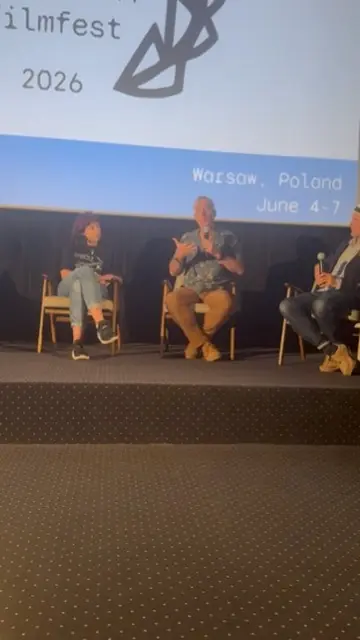 Gavin speaking on stage about AI in film