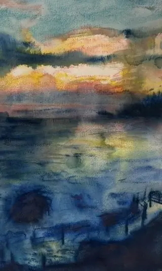 El Salvador — Watercolor pastel, 2023, by TJ Murphy