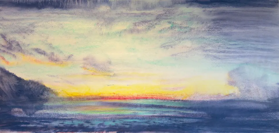 El Zonte Before Dawn — Watercolor pastel, by TJ Murphy
