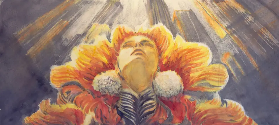 Hope, the Vermillion Aurora — Watercolor pastel, 2023, by TJ Murphy