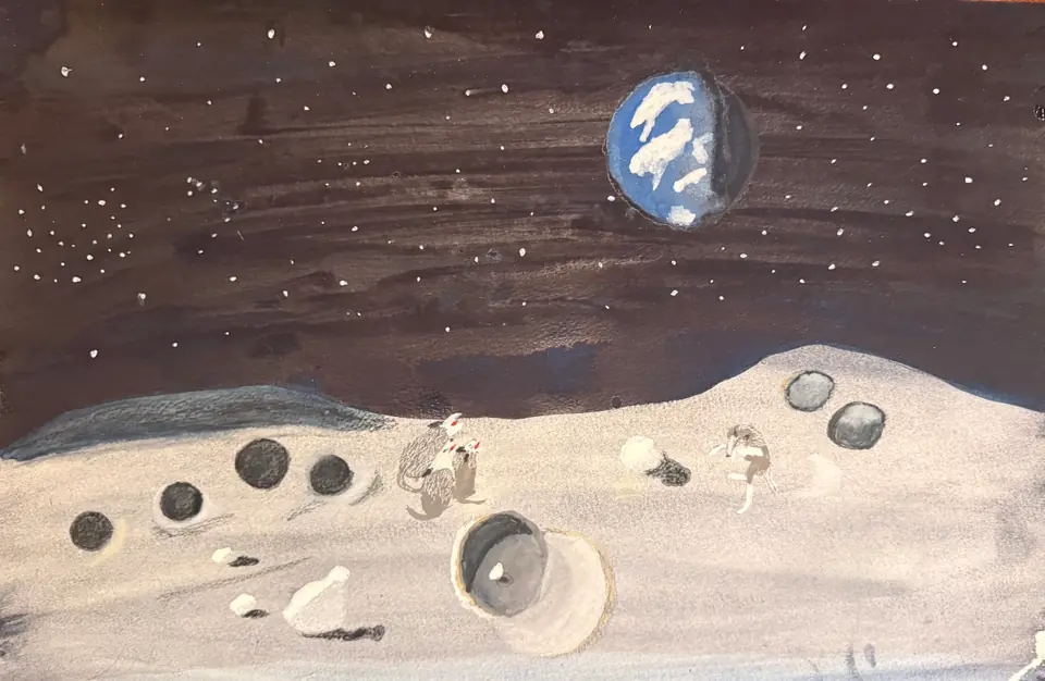 Dancing Wolf on Moon by Paul Murphy