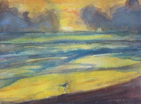 TJ Beach Sunset 310, a painting by TJ Murphy