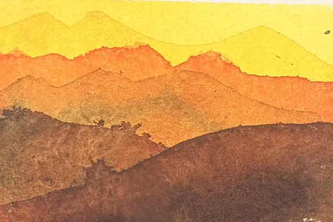 TJ Orange Mountain Layers 186, a painting by TJ Murphy