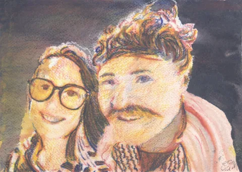 TJ Devo and Sarah Sandwich (R), a painting by TJ Murphy