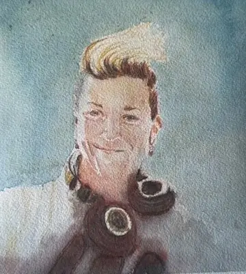 MJ — Watercolor pastel, by TJ Murphy