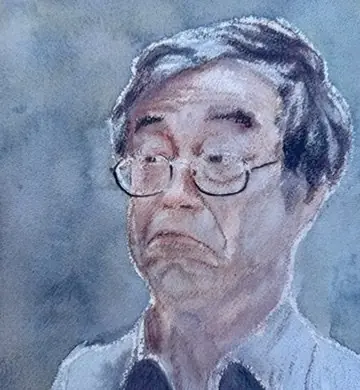 Dorian Nakamoto — Watercolor pastel, 2022, by TJ Murphy