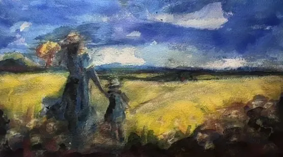 Vision of Ukraine at Peace — Watercolor pastel, 2023, by TJ Murphy