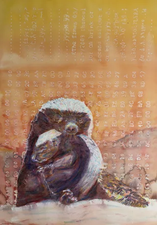 Honeybadger and Cub with Genesis Block by TJ Murphy