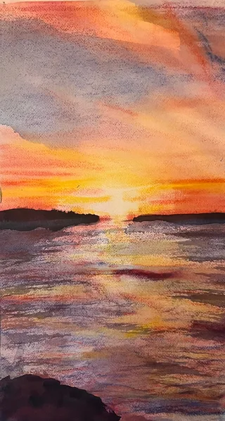 Sunset in the Strait of Juan de Fuca, Patos Island 1 by TJ Murphy
