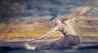 Myself in Skandasana on Playa de los Muertos at Dawn in Puerto Vallarta