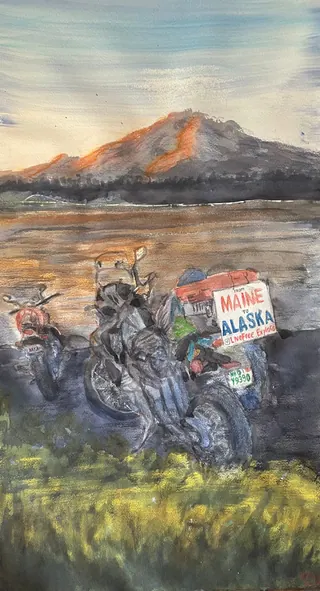 Sunrise on Tahoma with motorcycles